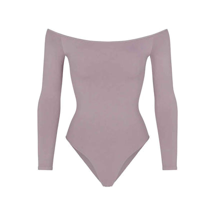 Off-the-shoulder long-sleeved bottoming shirt tight bodysuit