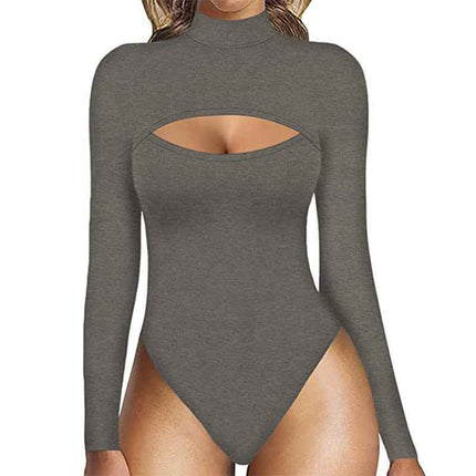 Women's Turtleneck Front Cutout Long Sleeve Bodysuit