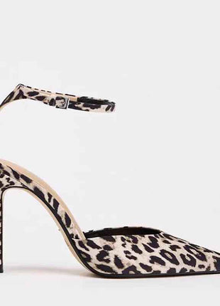 Pointed-Toe Patent Leather Low-Heeled Single-Strand Ankle Strap High Heel Shoes