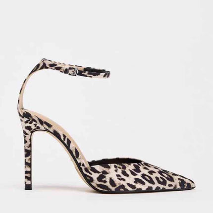 Pointed-Toe Patent Leather Low-Heeled Single-Strand Ankle Strap High Heel Shoes