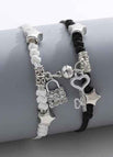 Diamond Key Lock Magnet Bracelet Set Tz0430