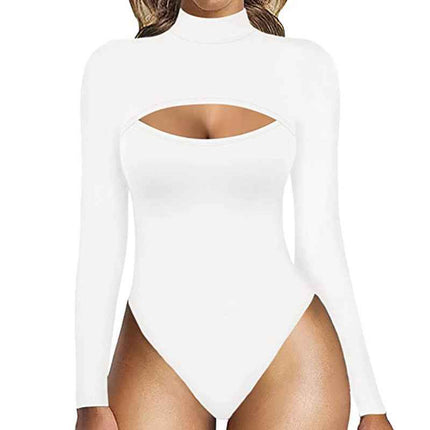 Women's Turtleneck Front Cutout Long Sleeve Bodysuit