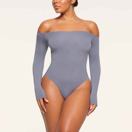 Off-the-shoulder long-sleeved bottoming shirt tight bodysuit