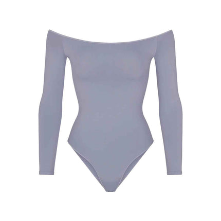 Off-the-shoulder long-sleeved bottoming shirt tight bodysuit