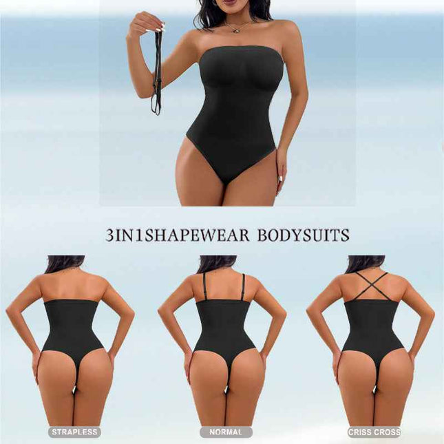 High-waisted butt-lifting thong bodysuit