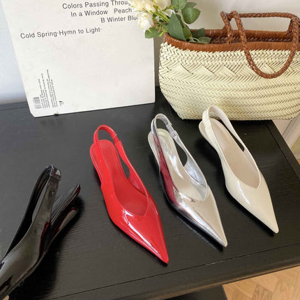 Low-Heeled Pointed-Toe Sandals