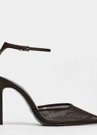 Pointed-Toe Patent Leather Low-Heeled Single-Strand Ankle Strap High Heel Shoes