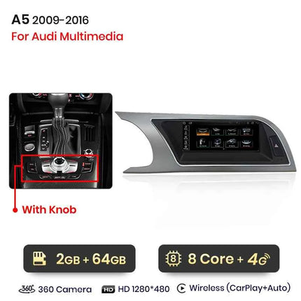 Junsun Bluetooth Wireless Android Auto CarPlay Car Radio Multimedia For Audi A5 2009-2016 4G LTE WiFi GPS Navigation Stereo