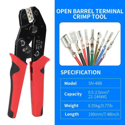 Per TAB 2.8/4.8/6.3 Terminali per auto SN-48B Pinze a crimpare 0.5-2.5mm2/23-13AWG Mascella ad alta precisione Filo Utensili manuali elettrici