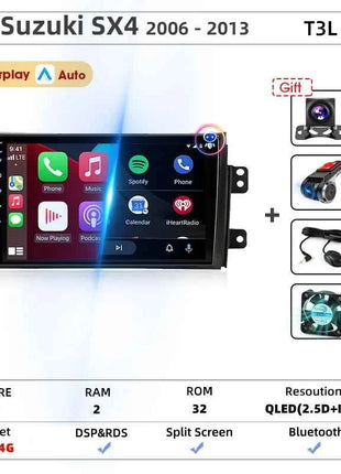 Srnubi Car Radio For Suzuki SX4 Cross 2006-2013 For Fiat Sedici Carplay Android Auto Radio Multimedia Player 4G Wifi GPS 2 Din