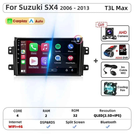 Srnubi Car Radio For Suzuki SX4 Cross 2006-2013 For Fiat Sedici Carplay Android Auto Radio Multimedia Player 4G Wifi GPS 2 Din