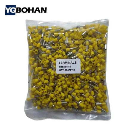 1000pcs E0508 E7508 E1008 E1508 E2508 Insulated Ferrules Terminal Block Cord End Wire Connector Electrical Crimp Terminator