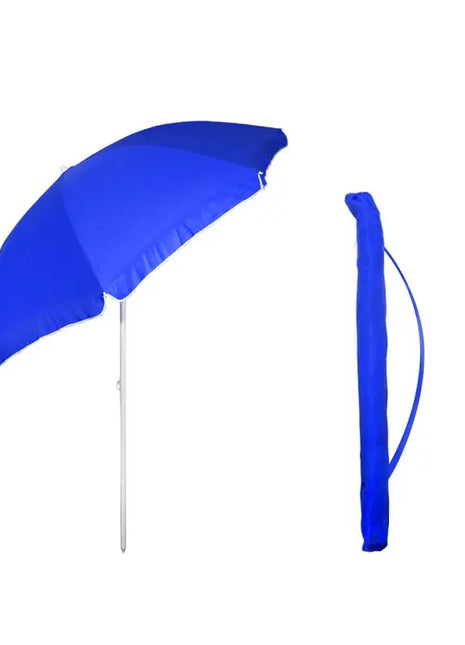 Ombrellone da Spiaggia con Diametro da 240 cm ed 8 Stecche in Fibra Vetro - Ombrello Mare con Sacca Tracolla - BLU