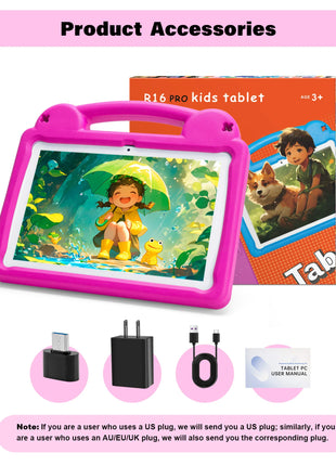 ANRY R16Pro Kids Tablet 10 Inch Android 15, 8GB (4+4GB) 64GB ROM, Dual Camera, Educational Tablet, Gift for Kids
