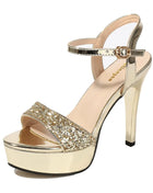Women's Sexy Platform Stiletto Sandals - Bling Peep Toe Evening Shoes