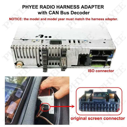 Adattatore per cablaggio Mini-ISO Decodificatore CAN Bus, ritenzione display SWC PDC, P&P 16 pin Android, per Renault Megane Mk2 Fase 2, Clio 3