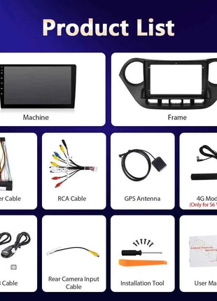 Camecho 6+128G Car Radio Wireless CarPlay Android Auto For Hyundai I10 2014-2017 Car Intelligent Systems GPS Stereo 4G WiFi RDS