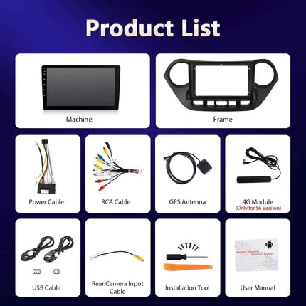 Camecho 6+128G Car Radio Wireless CarPlay Android Auto For Hyundai I10 2014-2017 Car Intelligent Systems GPS Stereo 4G WiFi RDS