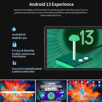 Tablet BDF-i17 da 10.1 pollici, Octa Core, 6GB di RAM, 128GB di ROM, Dual SIM, chiamate, WiFi, Bluetooth, Google Play, Tablet PC Android 13