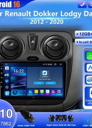 Android 16 Car For Renault Dokker Lodgy Dacia 2012 - 2020 Auto Radio Multimedia Player Android Auto Carplay Navigation GPS Wifi