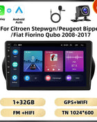 Podofo 2Din 8 + 128G Car Radio For Citroen Nemo/Peugeot Bipper/Fiat Fiorino Qubo 2008-2017 Android Auto Carplay GPS RDS Car Stereo