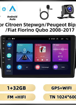 Podofo 2Din 8 + 128G Car Radio For Citroen Nemo/Peugeot Bipper/Fiat Fiorino Qubo 2008-2017 Android Auto Carplay GPS RDS Car Stereo