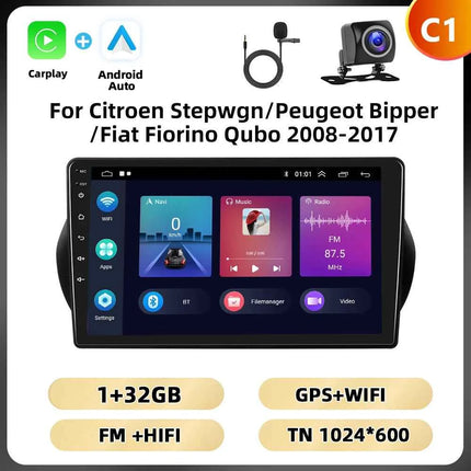 Podofo 2Din 8 + 128G Car Radio For Citroen Nemo/Peugeot Bipper/Fiat Fiorino Qubo 2008-2017 Android Auto Carplay GPS RDS Car Stereo