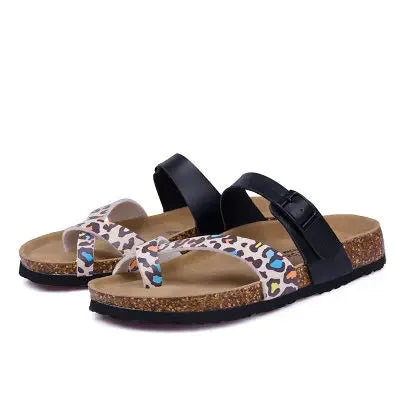 28 colori New Summer Beach Infradito in sughero Sandali Donna Pu Leather Colore misto Scarpe da pantofola per San Valentino all'aperto