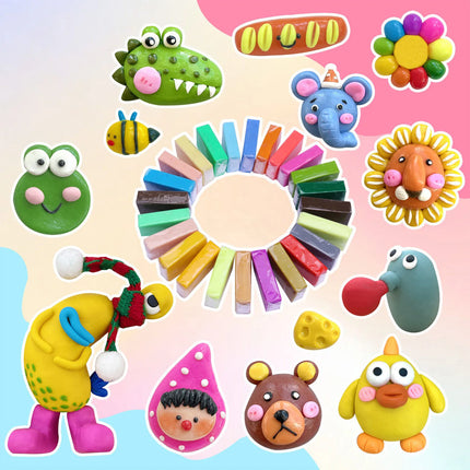 Colori Blocchi di argilla polimerica con kit di strumenti Stampaggio Forno artigianale Cottura Principiante Bambini Orecchini fai da te Bambole Accessori gioielli