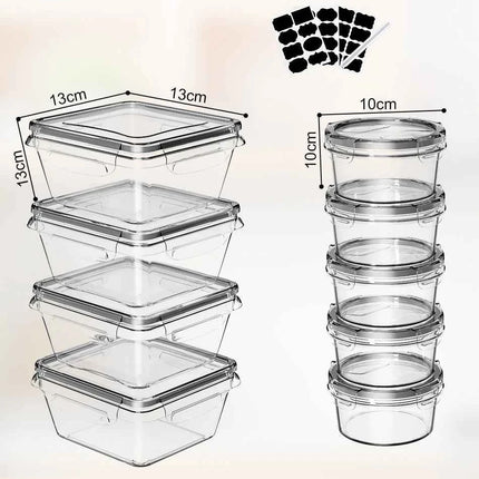 Food Storage Containers with Lids, Freezer Containers, Lunchbox, 26 Pieces (13 Containers, 13 Lids), 8x0.55L & 5x0.24L