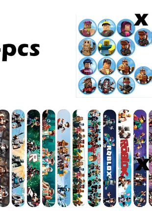 Set di Favori per Feste di Compleanno a Tema Roblox - Braccialetti Slap, Timbri e Adesivi per Bambini, Riempitivi per Sacchetti Regalo e Decorazioni per Feste