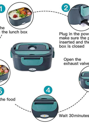 2-in-1 electric lunch box leak-proof portable food warmer 1.5/2/2.5 L microwave bento lunch box with stainless steel container