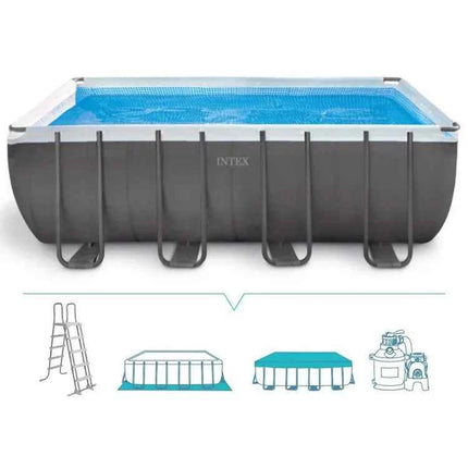 Piscina Rettangolare Intex 26374 Ultra XTR con Telaio in Acciaio, 32 Piedi, Grande Piscina Resistente per Esterni, Giardino, Famiglia