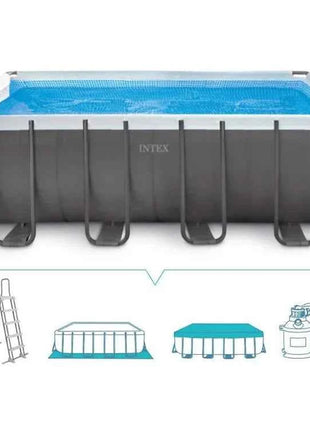 INTEX 26374 9,75 * 4,88 * 1,32 m Piscina rettangolare in acciaio con cornice divertente per la famiglia e accessori inclusi per l'aspirazione della famiglia