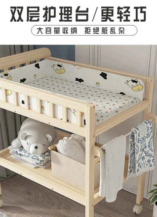 Diaper Changing Tables Solid Wood Baby Care Table Massage Bath Integrated Multifunctional Baby Bed Changing Table