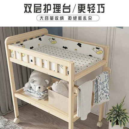 Diaper Changing Tables Solid Wood Baby Care Table Massage Bath Integrated Multifunctional Baby Bed Changing Table