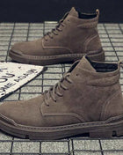 2022 Autumn Men Boots Street Trend Motorcycle Boots Winter Flat Lace-up Suede Ankle Boots Thickened Botas Hombre Piel