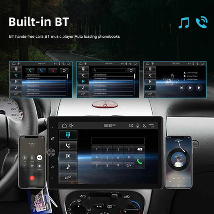 Podofo 10.4'' HD 1Din MP5 Player Carplay Android Auto Multimedia Player Car Stereo Mirror Link Bluetooth Car Audio Bluetooth FM