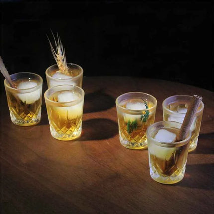 Set Bicchieri in Vetro Inciso 50ml con Rilievi per Spirits Tè e Acqua - 2/4/6/8/12 Pezzi