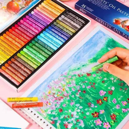 Set Pastelli a Olio Morbidi 25/50 Colori per Bambini e Studenti d'Arte
