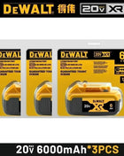 Batteria Dewalt 20V 100% Originale, Batteria agli Ioni di Litio Ricaricabile 6000mAh, Batteria di Ricambio per Utensili Elettrici Dewalt DCB200 DCB206