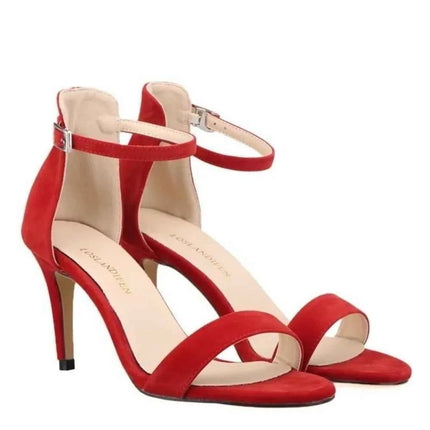 Nuove Scarpe da Donna Sexy con Tacco Alto 9cm, Sandali Estivi con Cinturino alla Caviglia, Scarpe da Festa e Matrimonio Rosse