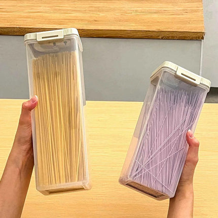 WORTHBUY Pasta Storage Box With Handle Moisture-Proof Plastic Noodles Sealed Can Spaghetti Storage Container Kitchen Organizer