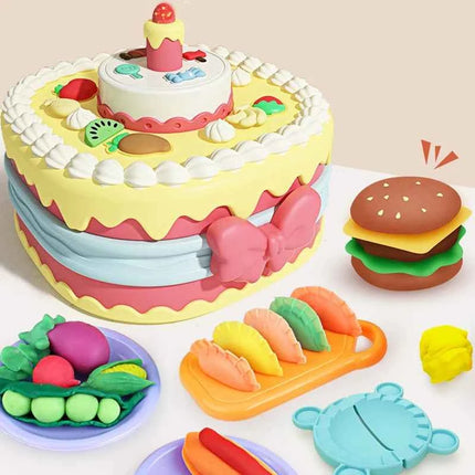 Plastilina fai da te per bambini che modellano set da forno in argilla polimerica Mat Candy Cake Kitchen Pretend Play Toy Girl Kid Birthday Gift