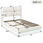 Rosahqnda Hydraulic Double Bed frame 140*190cm with LED Adjustable Headboard Storage bed 140*200cm Cushions bed PU