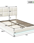 Rosahqnda Hydraulic Double Bed frame 140*190cm with LED Adjustable Headboard Storage bed 140*200cm Cushions bed PU