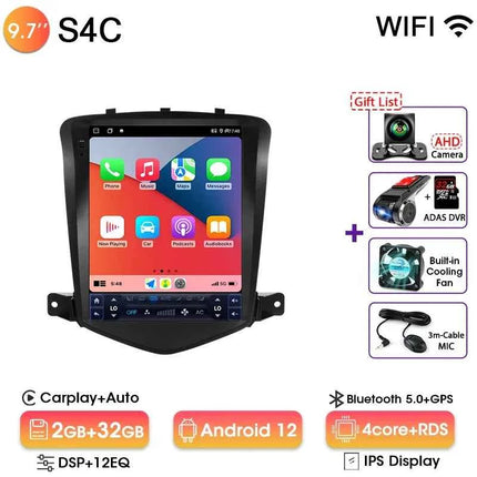 Srnubi 9.7" Car Radio Android For Chevrolet Cruze J300 2008-2012 2Din Multimedia Player Video Navigation 4G Carplay Head Unit