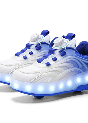 Kids Two-Wheels LED Light Up Roller Skate Shoes for Children Boys Girls Luminous Sports Glowing Sneakers Skateboard USB Charging