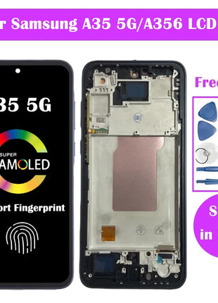Super AMOLED Pantalla A35 5G Samsung LCD A356B A356E A356U Display Touch Screen Digitizer Per Samsung A35 LCD Parti di Ricambio