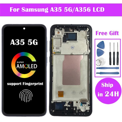 Super AMOLED Pantalla A35 5G Samsung LCD A356B A356E A356U Display Touch Screen Digitizer Per Samsung A35 LCD Parti di Ricambio